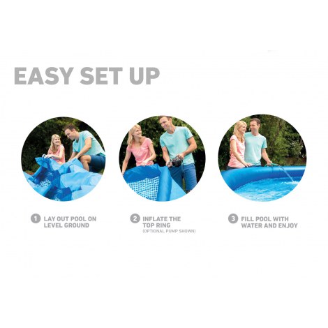 Intex | Easy Set Pool Set with Filter Pump, Safety Ladder, Ground Cloth, Cover | Blue - 4